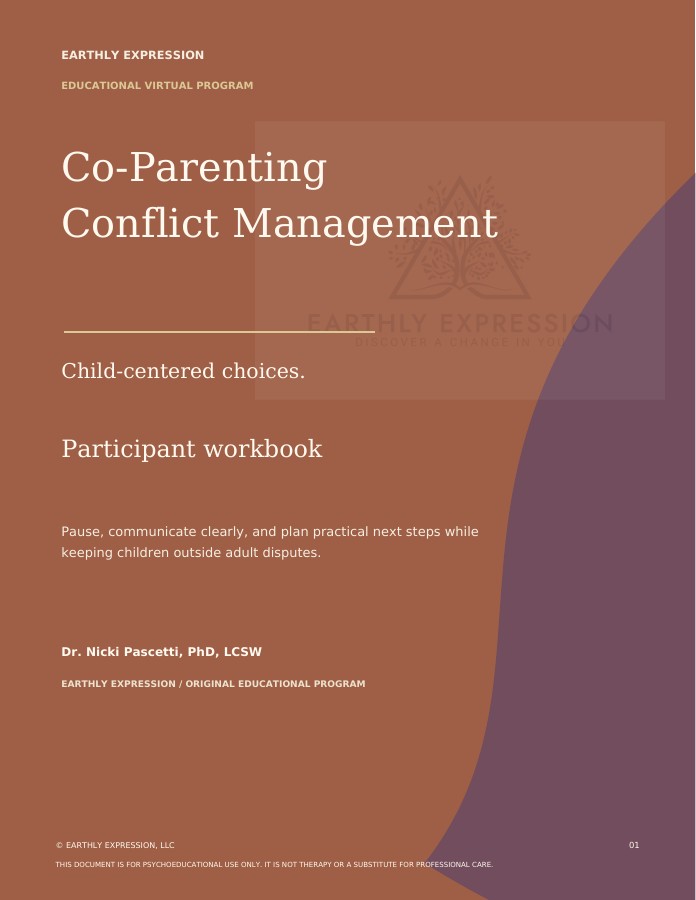 Cover of the included Co-Parenting Conflict Management participant workbook