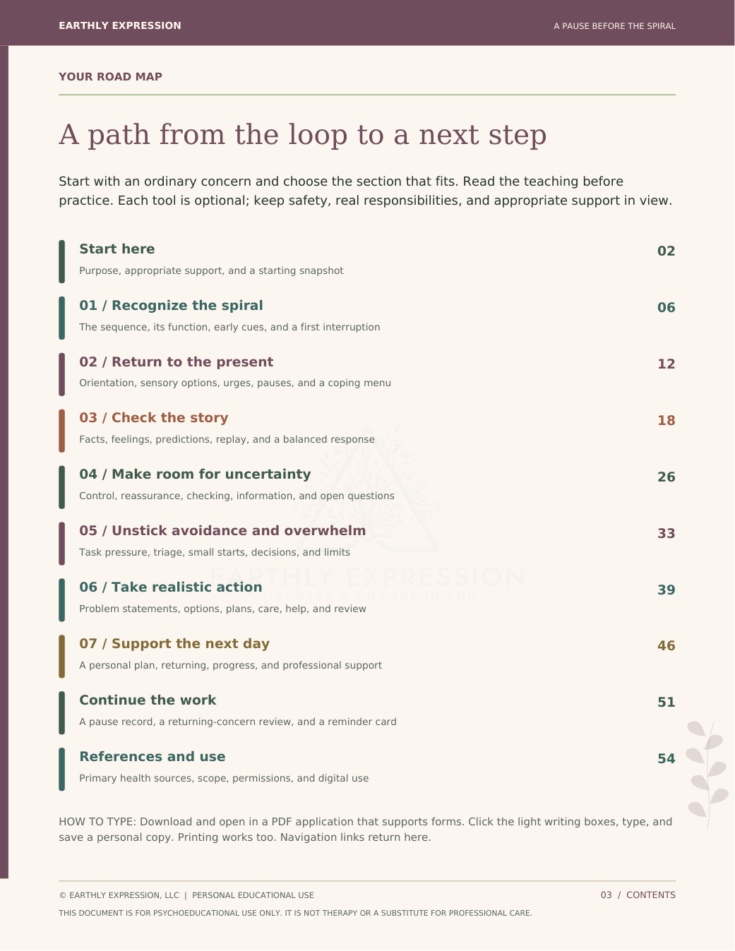 Sample page 3 of A Pause Before the Spiral. A text version follows the preview.